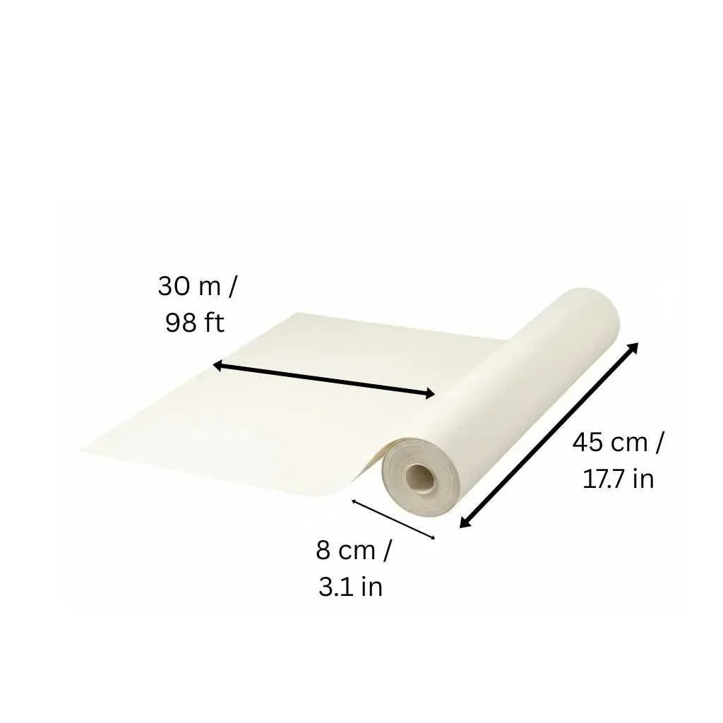 Cream paper roll, 30m x 45cm, for home decor or nursery use, smooth texture, European craft