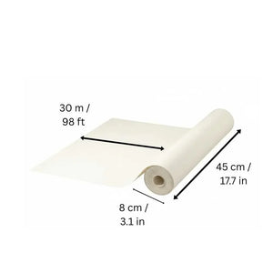 Cream paper roll, 30m x 45cm, for home decor or nursery use, smooth texture, European craft