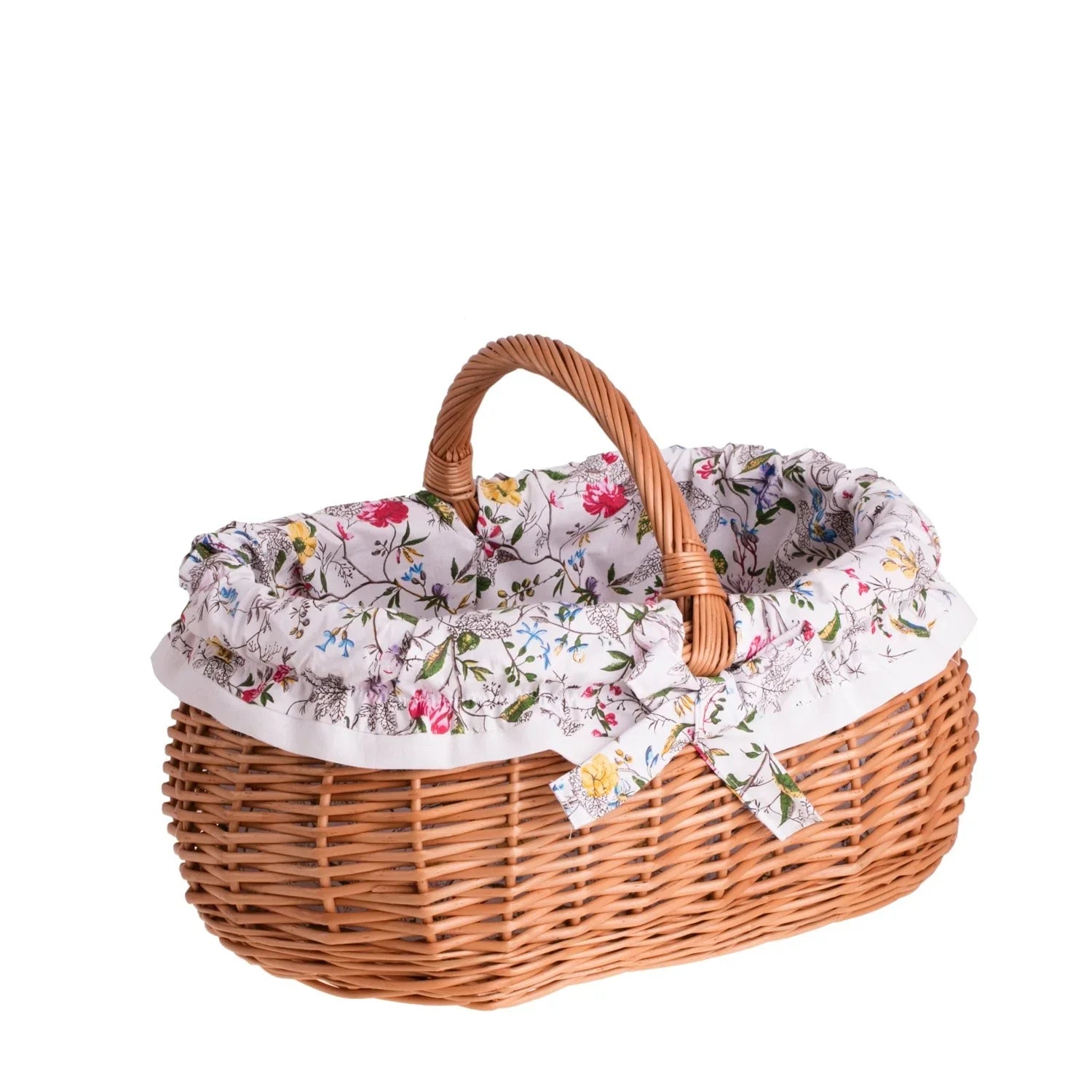 Wendissa Einkaufskorb mit Weidengriff und Blumenfutter