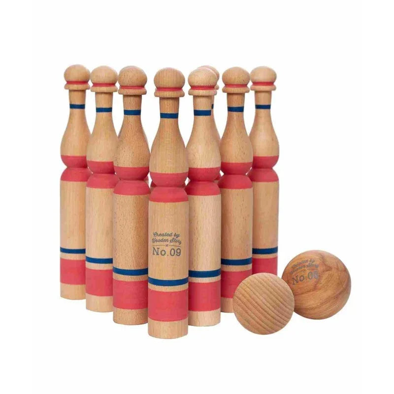 Jeu de quilles en bois - Rouge