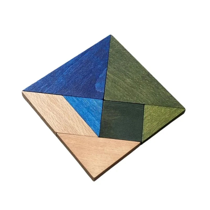 Wooden Story Tangram – Kühle Farben (im Aufbewahrungsbeutel)