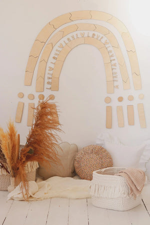 Decorazione da parete arcobaleno in legno con scritta "LOVE", accento naturale per la cameretta, stile minimalista